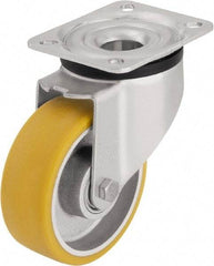 Blickle - 3" Diam x 1-11/64" Wide x 4-21/64" OAH Top Plate Mount Swivel Caster - Polyurethane-Elastomer Blickle Extrathane, 396 Lb Capacity, Ball Bearing, 3-15/16 x 3-3/8" Plate - Makers Industrial Supply