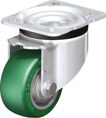 Blickle - 3" Diam x 1-9/16" Wide x 4-21/64" OAH Top Plate Mount Swivel Caster - Polyurethane-Elastomer Blickle Softhane, 506 Lb Capacity, Ball Bearing, 3-15/16 x 3-3/8" Plate - Makers Industrial Supply