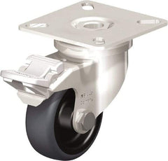 Blickle - 2" Diam x 3/4" Wide x 2-51/64" OAH Top Plate Mount Swivel Caster with Brake - Thermoplastic Rubber Elastomer (TPE), 110 Lb Capacity, Plain Bore Bearing, 2-3/8 x 2-3/8" Plate - Makers Industrial Supply