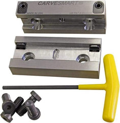 CarveSmart - 3/4" Jaw Width, 1.685" Jaw Height, 3/4" Jaw Thickness, Quick Change Jaw System Vise Jaw Sets - Steel, Bolt-On, 2 Jaws, Semi-Hard Jaws - Makers Industrial Supply