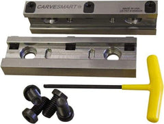 CarveSmart - 3/4" Jaw Width, 1.685" Jaw Height, 3/4" Jaw Thickness, Quick Change Jaw System Vise Jaw Sets - Steel, Bolt-On, 2 Jaws, Semi-Hard Jaws - Makers Industrial Supply