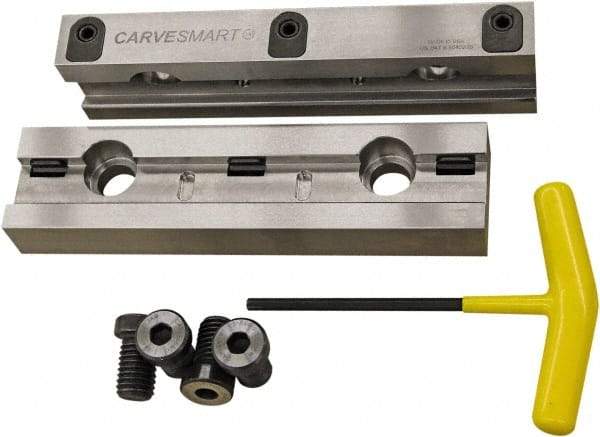 CarveSmart - 1" Jaw Width, 1.99" Jaw Height, 1" Jaw Thickness, Quick Change Jaw System Vise Jaw Sets - Steel, Bolt-On, 2 Jaws, Semi-Hard Jaws - Makers Industrial Supply