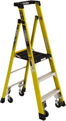 Werner - 2 Steps, 5' High, Type IAA Rating, Fiberglass Step Ladder - 375 Lb Capacity, 28-1/2" Base Width - Makers Industrial Supply