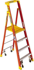 Werner - 3 Steps, 6'9" High, Type IA Rating, Fiberglass Step Ladder - 300 Lb Capacity, 27-1/2" Base Width - Makers Industrial Supply