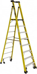 Werner - 7 Steps, 10' High, Type IAA Rating, Fiberglass Step Ladder - 375 Lb Capacity, 37" Base Width - Makers Industrial Supply