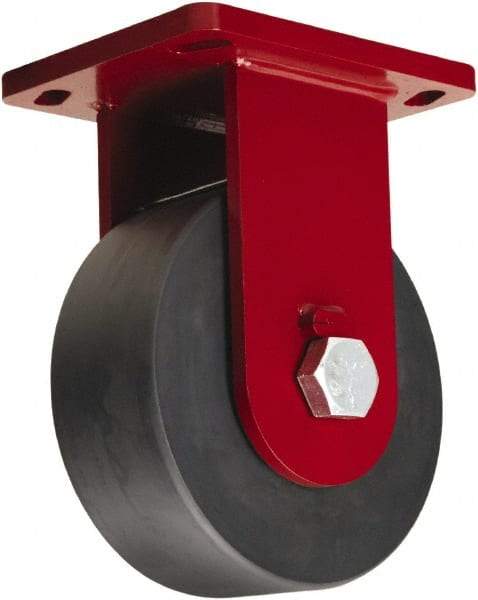 Hamilton - 8" Diam x 3" Wide x 10-1/2" OAH Top Plate Mount Rigid Caster - Nylon, 6,500 Lb Capacity, Sealed Precision Ball Bearing, 6-1/2 x 7-1/2" Plate - Makers Industrial Supply