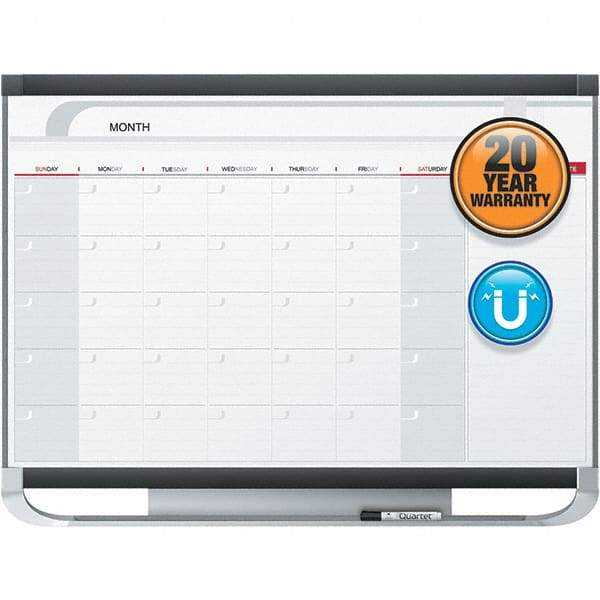 Quartet - 24" High x 36" Wide Magnetic Dry Erase Calendar - Fiberboard/Plastic Frame, Includes Dry-Erase Marker & Mounting Kit - Makers Industrial Supply