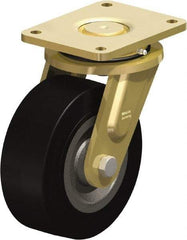 Blickle - 8" Diam x 3-9/64" Wide x 10-1/32" OAH Top Plate Mount Swivel Caster - Solid Rubber, 1,870 Lb Capacity, Ball Bearing, 6-7/8 x 5-1/2" Plate - Makers Industrial Supply