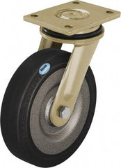 Blickle - 10" Diam x 2-23/64" Wide x 12" OAH Top Plate Mount Swivel Caster - Solid Rubber, 1,870 Lb Capacity, Ball Bearing, 6-7/8 x 5-1/2" Plate - Makers Industrial Supply