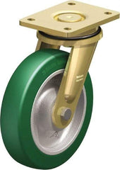 Blickle - 8" Diam x 1-31/32" Wide x 9-41/64" OAH Top Plate Mount Swivel Caster - Polyurethane-Elastomer Blickle Softhane, 1,760 Lb Capacity, Ball Bearing, 5-1/2 x 4-3/8" Plate - Makers Industrial Supply