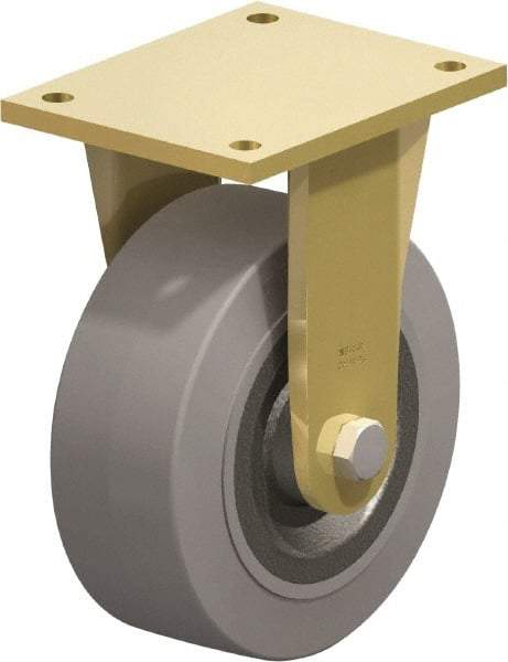 Blickle - 8" Diam x 3-9/64" Wide x 10-1/32" OAH Top Plate Mount Rigid Caster - Solid Rubber, 1,870 Lb Capacity, Ball Bearing, 6-7/8 x 5-1/2" Plate - Makers Industrial Supply