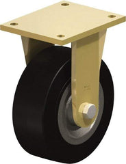 Blickle - 8" Diam x 3-9/64" Wide x 10-1/32" OAH Top Plate Mount Rigid Caster - Solid Rubber, 1,870 Lb Capacity, Ball Bearing, 6-7/8 x 5-1/2" Plate - Makers Industrial Supply