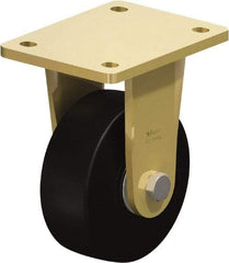 Blickle - 5" Diam x 1-31/32" Wide x 6-11/16" OAH Top Plate Mount Rigid Caster - Solid Rubber, 704 Lb Capacity, Ball Bearing, 5-1/2 x 4-3/8" Plate - Makers Industrial Supply