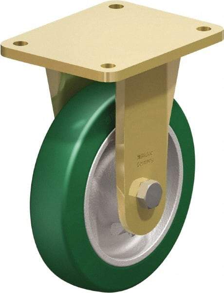 Blickle - 8" Diam x 1-31/32" Wide x 9-41/64" OAH Top Plate Mount Rigid Caster - Polyurethane-Elastomer Blickle Softhane, 1,760 Lb Capacity, Ball Bearing, 5-1/2 x 4-3/8" Plate - Makers Industrial Supply