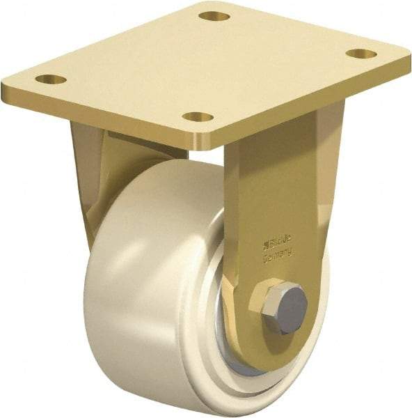 Blickle - 4" Diam x 2-5/32" Wide x 5-5/64" OAH Top Plate Mount Rigid Caster - Impact-Resistant Cast Nylon, 3,300 Lb Capacity, Ball Bearing, 5-1/2 x 4-3/8" Plate - Makers Industrial Supply