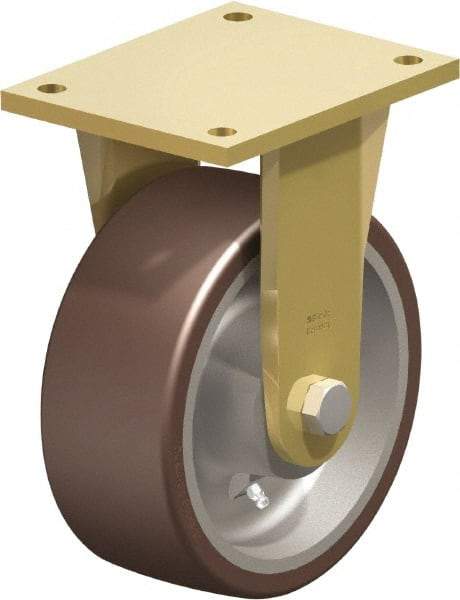 Blickle - 8" Diam x 3-9/64" Wide x 10-1/32" OAH Top Plate Mount Rigid Caster - Polyurethane-Elastomer Blickle Besthane, 3,520 Lb Capacity, Ball Bearing, 6-7/8 x 5-1/2" Plate - Makers Industrial Supply