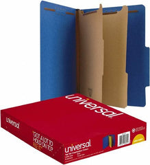 UNIVERSAL - 8-1/2 x 11", Letter Size, Cobalt Blue, Classification Folders with Top Tab Fastener - 25 Point Stock, Right of Center Tab Cut Location - Makers Industrial Supply