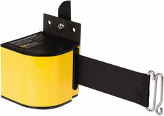 Lavi Industries - 3-1/2" High x 3-1/4" Long x 3-1/4" Wide Retractable Barrier Belt - Aluminum, Powdercoat Finish, Yellow, Use with Upright - Makers Industrial Supply