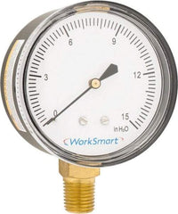 Value Collection - 2-1/2" Dial, 1/4 Thread, 0-15 Scale Range, Pressure Gauge - Lower Connection Mount, Accurate to 1.5% of Scale - Makers Industrial Supply