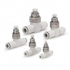 SMC PNEUMATICS - Speed & Flow Control Valves Valve Type: Flow Control Offset Inline Tube Outside Diameter (Inch): 3/8 - Makers Industrial Supply