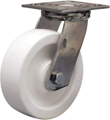 Hamilton - 6" Diam x 2" Wide x 7-1/2" OAH Top Plate Mount Swivel Caster - Polyolefin, 750 Lb Capacity, Delrin Bearing, 3-3/4 x 4-1/2" Plate - Makers Industrial Supply