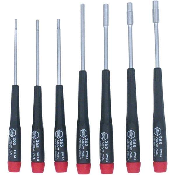 Wiha - 7 Piece, 1.5 to 4mm Nut Driver Set - Standard Shaft, Precision Tapered Handle - Makers Industrial Supply