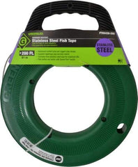 Greenlee - 200 Ft. Long x 1/8 Inch Wide, 0.045 Inch Thick, Stainless Steel Fish Tape - 400 Lb. Pulling Strength, Includes Case - Makers Industrial Supply