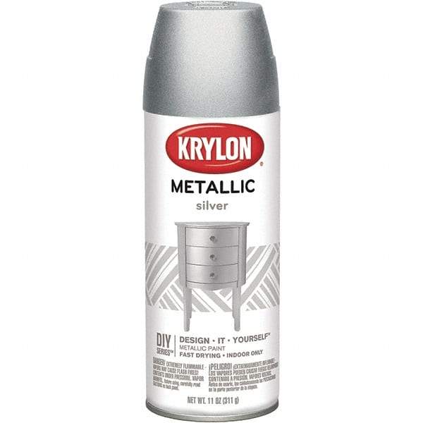 Krylon - Silver, Metallic, Aerosol Spray Paint - 15 to 20 Sq Ft per Can, 16 oz Container - Makers Industrial Supply