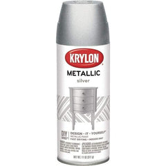 Krylon - Silver, Metallic, Aerosol Spray Paint - 15 to 20 Sq Ft per Can, 16 oz Container - Makers Industrial Supply