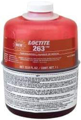 Loctite - 1,000 mL Bottle, Red, High Strength Liquid Threadlocker - Series 263, 24 Hour Full Cure Time, Hand Tool, Heat Removal - Makers Industrial Supply