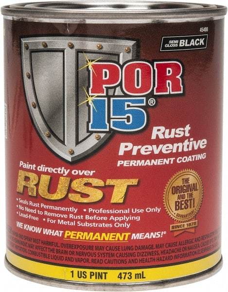 POR-15 - 1 Pint, Semi Gloss Black, Rust Preventative Paint - Comes in Can - Makers Industrial Supply