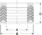 Made in USA - 3-1/2" Inside Diam x 4-1/2" Outside Diam V-Packing Set - 1-1/2" High - Makers Industrial Supply