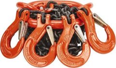 Pewag - 5' Long, 9,100 Lb Basket Capacity, 9,100 Lb Vertical Capacity, Alloy Steel Web Sling - QOS Chain Sling, 9/32" Diam Chain, Silver (Color), with 4 Sling Hooks & Master Link - Makers Industrial Supply