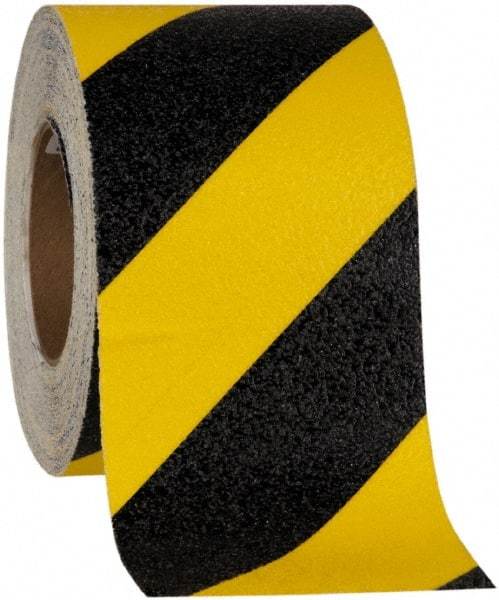 NMC - Black & Yellow Striped Anti-Slip Vinyl Tape - 6" Wide x 60' Long x 0.02" Thick, General Traffic - Makers Industrial Supply