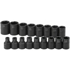 SK - 1/2" Drive Standard Impact Socket Set - 8 to 24mm, Metric Measurement Standard - Makers Industrial Supply