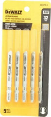 DeWALT - 3" Long, 32 Teeth per Inch, High Carbon Steel Jig Saw Blade - Toothed Edge, 0.3" Wide x 0.035" Thick, T-Shank - Makers Industrial Supply