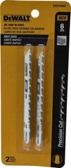 DeWALT - 4" Long, 6 Teeth per Inch, High Carbon Steel Jig Saw Blade - Toothed Edge, 1/4" Wide x 0.035" Thick, T-Shank - Makers Industrial Supply