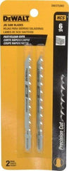 DeWALT - 4" Long, 6 Teeth per Inch, High Carbon Steel Jig Saw Blade - Toothed Edge, 1/4" Wide x 0.06" Thick, T-Shank - Makers Industrial Supply