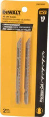 DeWALT - 4" Long, 10 Teeth per Inch, High Carbon Steel Jig Saw Blade - Toothed Edge, 1/4" Wide x 0.06" Thick, T-Shank - Makers Industrial Supply