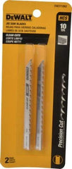 DeWALT - 4" Long, 10 Teeth per Inch, High Carbon Steel Jig Saw Blade - Toothed Edge, 1/4" Wide x 0.06" Thick, U-Shank - Makers Industrial Supply