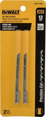 DeWALT - 3" Long, 12 Teeth per Inch, High Carbon Steel Jig Saw Blade - Toothed Edge, 1/4" Wide x 1/16" Thick, U-Shank - Makers Industrial Supply