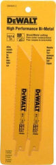 DeWALT - 6" Long x 3/4" Thick, Bi-Metal Reciprocating Saw Blade - Straight Profile, 10 to 14 TPI, Toothed Edge, Universal Shank - Makers Industrial Supply