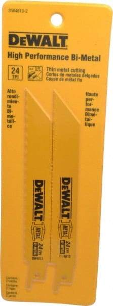 DeWALT - 6" Long x 3/4" Thick, Bi-Metal Reciprocating Saw Blade - Straight Profile, 24 TPI, Toothed Edge, Universal Shank - Makers Industrial Supply