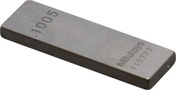 Mitutoyo - 0.1005" Rectangular Steel Gage Block - Accuracy Grade 0, Includes Certificate of Inspection - Makers Industrial Supply