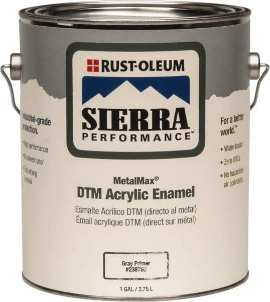 Rust-Oleum - 1 Gal Semi Gloss Gray Acrylic Enamel Primer - 180 to 545 Sq Ft/Gal, <0 gL Content, Direct to Metal, Quick Drying - Makers Industrial Supply