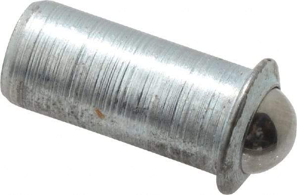 Gibraltar - 0.394" Body Length x 3/16" Body Diam, 1 Lb Init to 2.5 Lb Final End Force, Steel Press Fit Ball Plunger - 5/32" Ball Diam, 0.058" Max Ball Reach, 0.04" Flange Thickness - Makers Industrial Supply