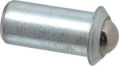 Gibraltar - 0.0786" Body Length x 3/8" Body Diam, 2.5 Lb Init to 7 Lb Final End Force, Steel Press Fit Ball Plunger - 5/16" Ball Diam, 0.11" Max Ball Reach, 0.078" Flange Thickness - Makers Industrial Supply