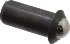 Gibraltar - 1.1" Body Length x 1/2" Body Diam, 8 Lb Init to 18 Lb Final End Force, Steel Press Fit Ball Plunger - 7/16" Ball Diam, 0.161" Max Ball Reach, 0.11" Flange Thickness - Makers Industrial Supply