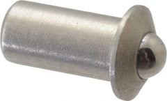 Gibraltar - 1/4" Body Length x 1/8" Body Diam, 0.75 Lb Init to 2.5 Lb Final End Force, Stainless Steel Press Fit Ball Plunger - 3/32" Ball Diam, 0.035" Max Ball Reach, 0.032" Flange Thickness - Makers Industrial Supply