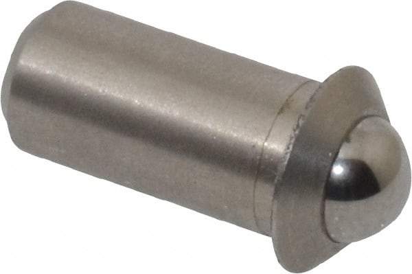 Gibraltar - 0.0394" Body Length x 3/16" Body Diam, 2 Lb Init to 5 Lb Final End Force, Stainless Steel Press Fit Ball Plunger - 5/32" Ball Diam, 0.058" Max Ball Reach, 0.04" Flange Thickness - Makers Industrial Supply